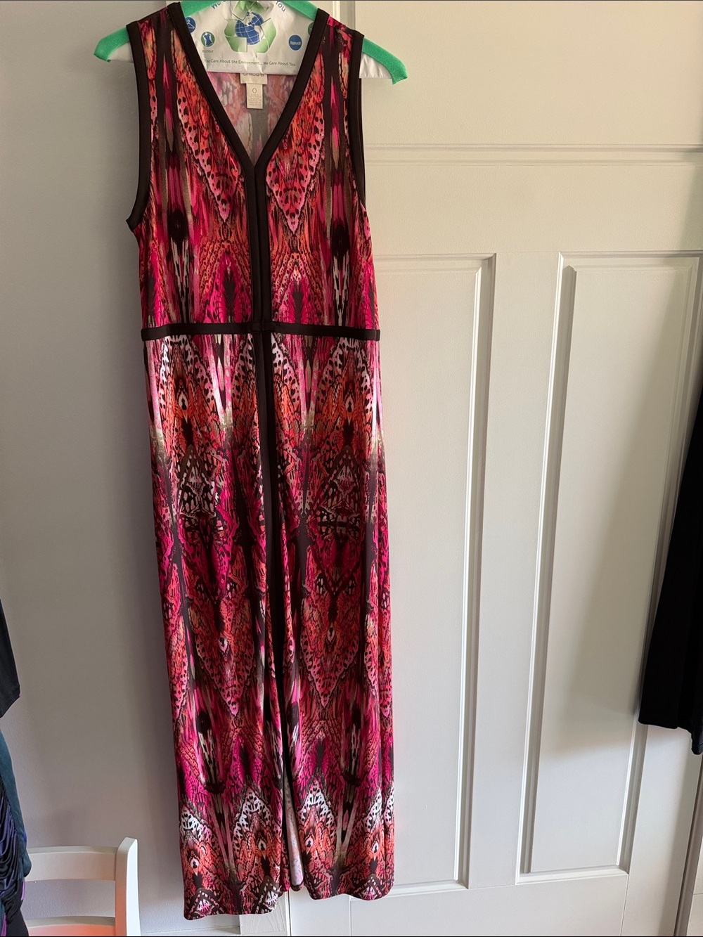 Chico's Pink and Orange Patterned Sleeveless Maxi Dress